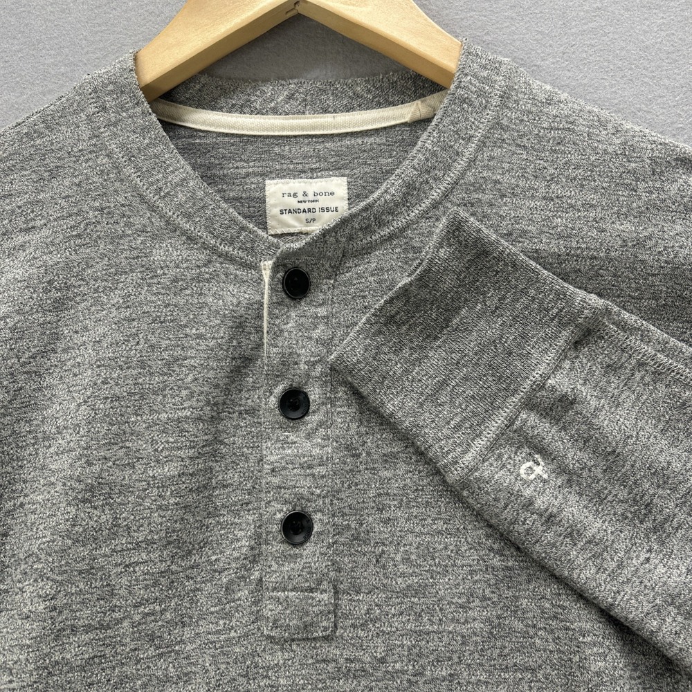 Rag & Bone Shirt Mens Samll Gray Standard Issue Henley Long Sleeve Knit Tee